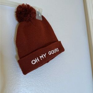 Oh My Gourd Women's Brown Beanie with Pom Pom